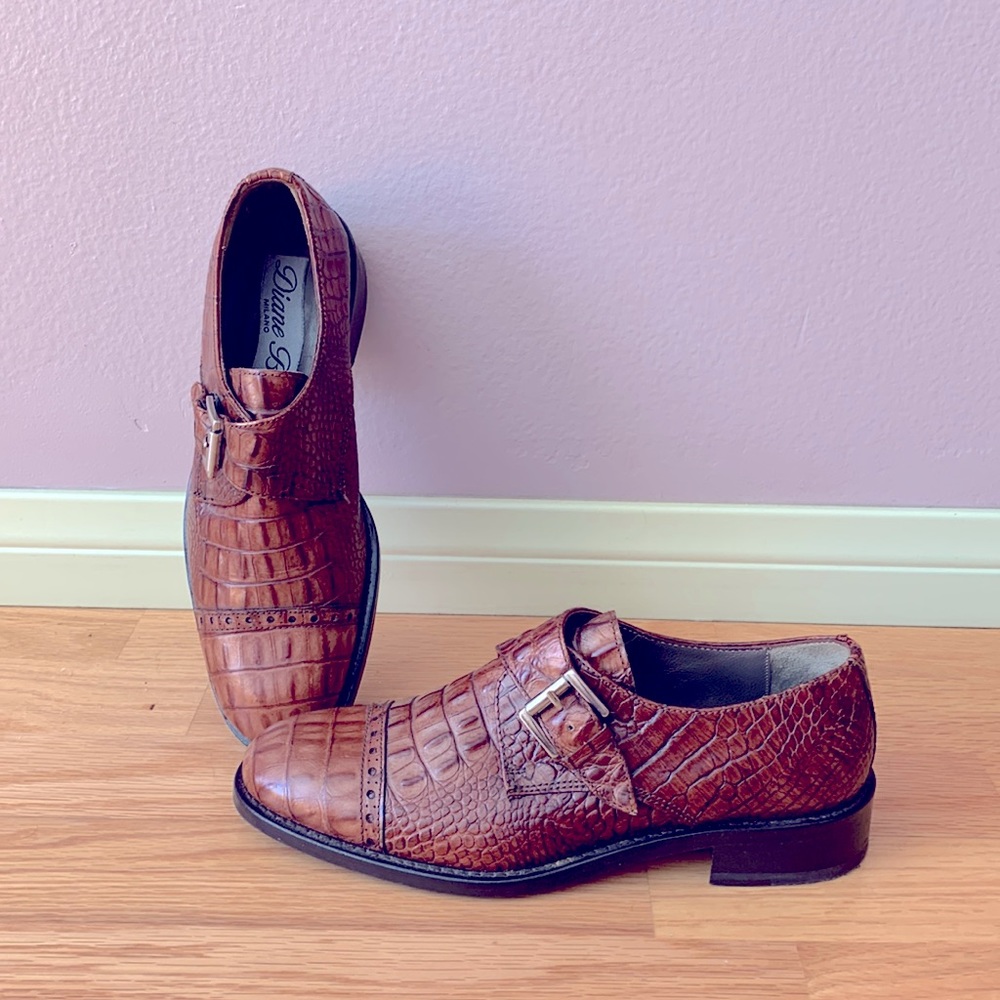 Croco 🐊 Leather Monk Strap Loafers